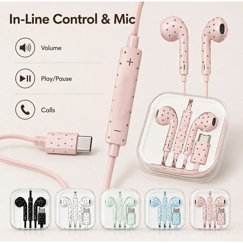 Słuchawki douszne typu C z wzo – Wired Earphone Mic recenzja i cena